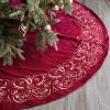 Bunny Chorus Christmas Tree Skirt, 72 inch Extra Large Velvet Fur Plush Red Tree Skirt, Xmas Tree Skirts with Gold Embroidered for Merry Christmas Party Large Christmas Tree Holiday Decorations view 1