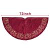 Bunny Chorus Christmas Tree Skirt, 72 inch Extra Large Velvet Fur Plush Red Tree Skirt, Xmas Tree Skirts with Gold Embroidered for Merry Christmas Party Large Christmas Tree Holiday Decorations view 3
