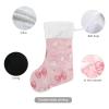 ALAZA Pink Bow Christmas Stockings, 18 inches Burlap with Large and Plush Faux Fur Cuff Stockings, for Family Holiday Xmas Party Decorations view 3