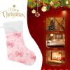 ALAZA Pink Bow Christmas Stockings, 18 inches Burlap with Large and Plush Faux Fur Cuff Stockings, for Family Holiday Xmas Party Decorations view 4
