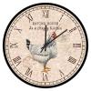 Vintage Farm Rooster Wall Clock 15in Eating House is A Happy Kitchen Wood Wall Clock Slient Tuscan Style Valentine's Day Gift Country Antique Art for Hallway Sewing Room Laundry Room Back Patio view 1