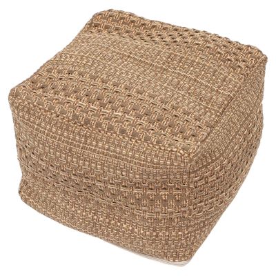 LIFKOME Footstool Square Pouf Ottoman Cotton Pouf Chair Handmade Woven Foot Stool Soft Knitted Cotton Linen Footrest Square Floor Cushion Tatami Seats Cushion for Living Room Ottoman Pouf