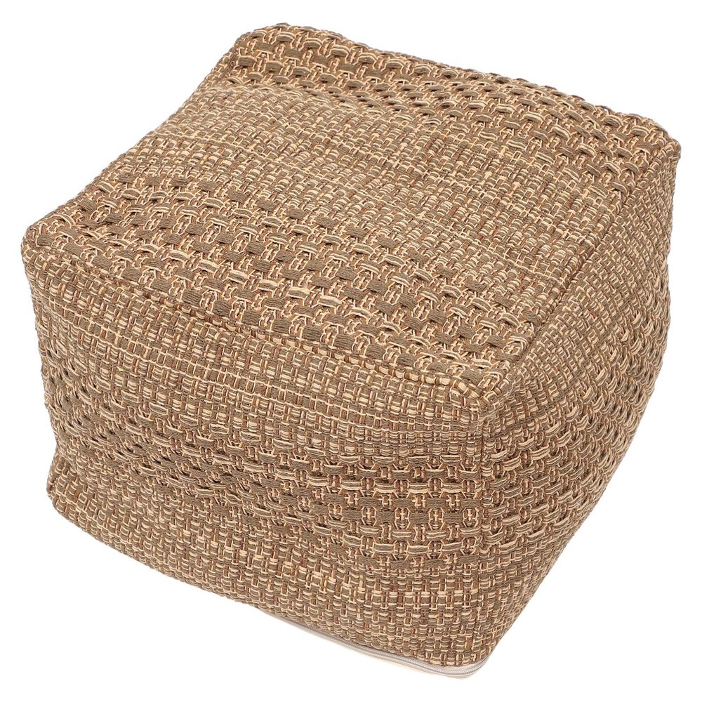 LIFKOME Footstool Square Pouf Ottoman Cotton Pouf Chair Handmade Woven Foot Stool Soft Knitted Cotton Linen Footrest Square Floor Cushion Tatami Seats Cushion for Living Room Ottoman Pouf