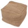 LIFKOME Footstool Square Pouf Ottoman Cotton Pouf Chair Handmade Woven Foot Stool Soft Knitted Cotton Linen Footrest Square Floor Cushion Tatami Seats Cushion for Living Room Ottoman Pouf view 1