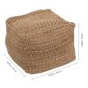 LIFKOME Footstool Square Pouf Ottoman Cotton Pouf Chair Handmade Woven Foot Stool Soft Knitted Cotton Linen Footrest Square Floor Cushion Tatami Seats Cushion for Living Room Ottoman Pouf view 2
