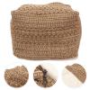 LIFKOME Footstool Square Pouf Ottoman Cotton Pouf Chair Handmade Woven Foot Stool Soft Knitted Cotton Linen Footrest Square Floor Cushion Tatami Seats Cushion for Living Room Ottoman Pouf view 4