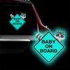 Leniutor Highly Reflective Baby On Board Sticker for Cars, Raccoon Bear Kids Baby in Car Vinyl Car Decal for Rear Window Bumper Decor Stickers Caution Night Sign 6.1 x 6.25inch (Mint Green, 2) view 1