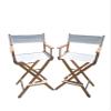 2 Pack 30" Director's Chair Natural Oak Frame-with White Canvas, Bar Height view 1
