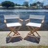 2 Pack 30" Director's Chair Natural Oak Frame-with White Canvas, Bar Height view 2