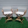 2 Pack 30" Director's Chair Natural Oak Frame-with White Canvas, Bar Height view 3