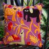 INDACORIFY Animal Print Suzani Pillow, Embroidered Pillow Cover 16x16, Decorative Throw Pillow Cover, Indian Pom Pom Outdoor(20) view 1