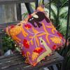 INDACORIFY Animal Print Suzani Pillow, Embroidered Pillow Cover 16x16, Decorative Throw Pillow Cover, Indian Pom Pom Outdoor(20) view 2