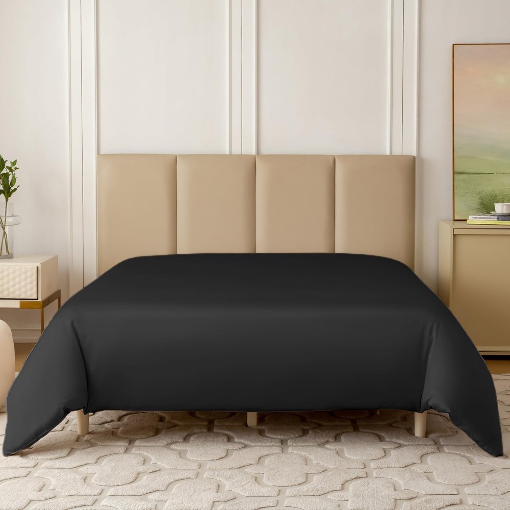 THXSILK 22 Momme 1 Pcs Silk Duvet Cover, 100% Top Grade Pure Mulberry Silk Upscale Series Comforter Cover with Zipper (Queen, Black)