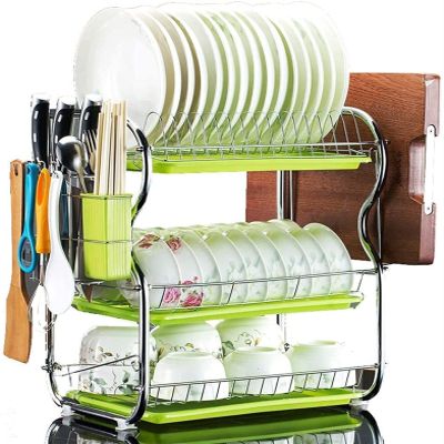 Dish Drainer Cup Holder Dish DrainersKitchen Drain Rack3 Tier Tableware Storage Box Fork Spoon Organizer Dish Racks Cutlery Rack-C 42X25X43Cm Dish Rack