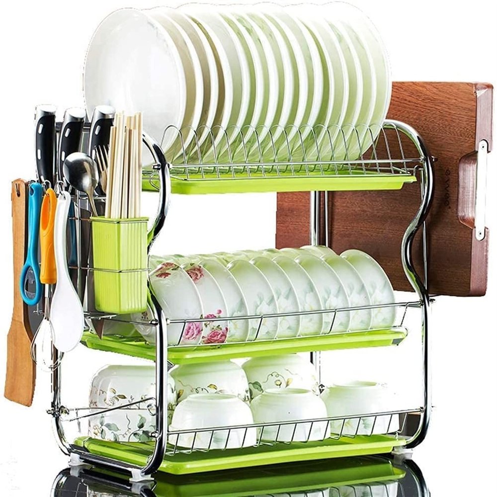 Dish Drainer Cup Holder Dish DrainersKitchen Drain Rack3 Tier Tableware Storage Box Fork Spoon Organizer Dish Racks Cutlery Rack-C 42X25X43Cm Dish Rack