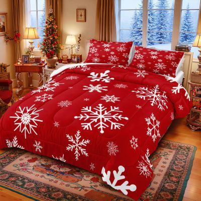 Christmas Comforter Queen Snowflake Comforter Set White Snowflake Red Christmas Bedding Sets