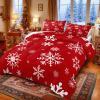 Christmas Comforter Queen Snowflake Comforter Set White Snowflake Red Christmas Bedding Sets view 1