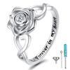 ZOEXUE Rose Heart Cremation Urn Ring for Ashes 925 Sterling Silver Forever in My Heart Memorial Keepsake Rings for Women Infinity Jewelry Holds Human Pet Ashes Sympathy Gift Size 5 view 1