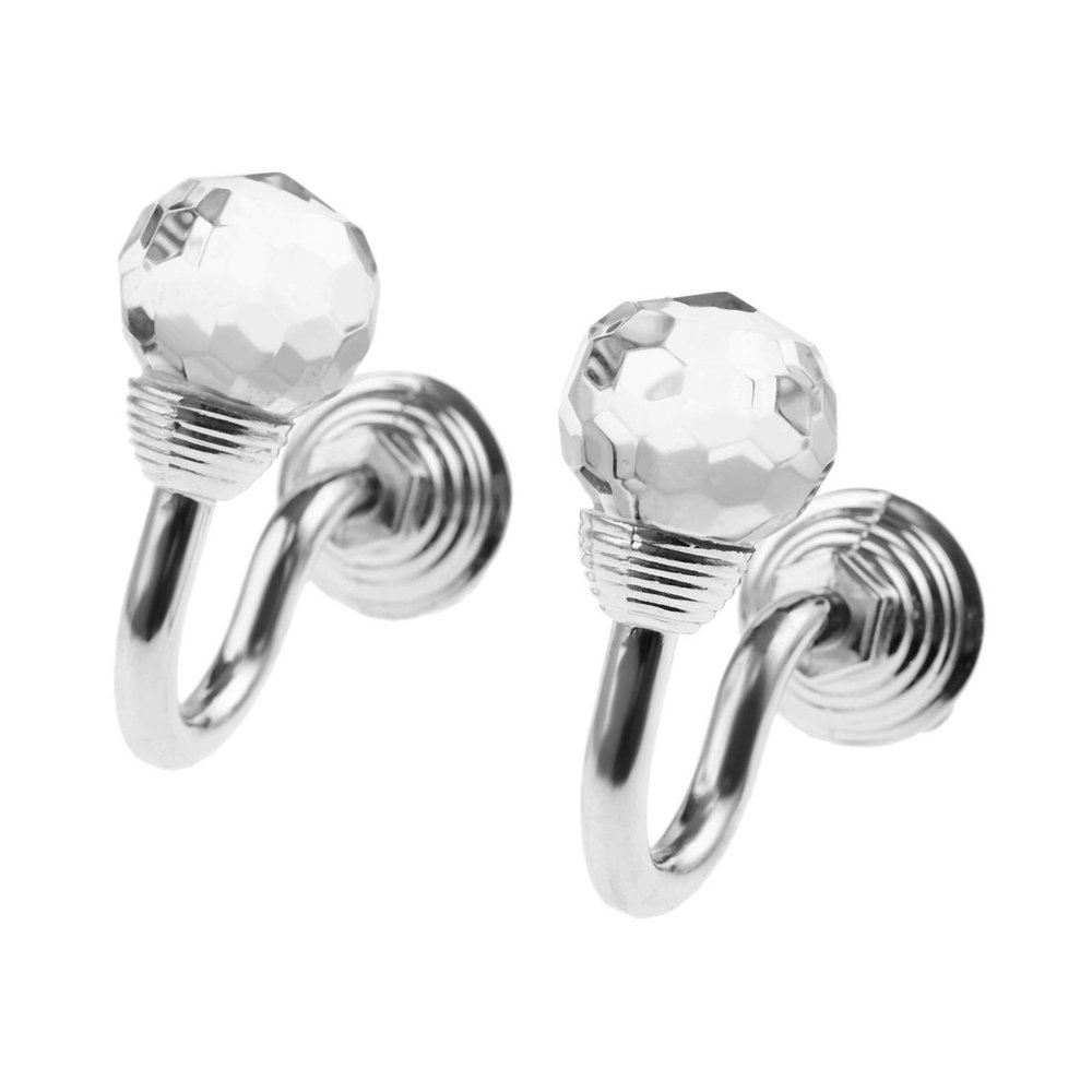 2Pcs Crystal Tie Back Hook Metal Crystal Ball Curtain Hooks Tassel Towel Hanger Holder for Fabric Curtains Red Copper/Silver/Gold (Color : Silver)