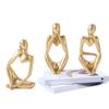 3 Pcs Gold Thinker Statue Sculpture Home Decor, Resin Abstract Art Golden Figurines, Mini Boho Tiny Accents for Modern Living Room Office Book Shelf Coffee Table Decoration Set of 3,(gfshg-gv2) view 1