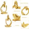 3 Pcs Gold Thinker Statue Sculpture Home Decor, Resin Abstract Art Golden Figurines, Mini Boho Tiny Accents for Modern Living Room Office Book Shelf Coffee Table Decoration Set of 3,(gfshg-gv2) view 2