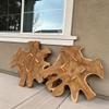 Warmaxx Natural Live Edge Teak Wood Slice Slab 31"x29"x2" Raw Hand Crafted Root Plate Varied Shapes Handmade Wooden Board Resin Table Slab Untreated Desktop Coffee Table Top Home Dcor view 2