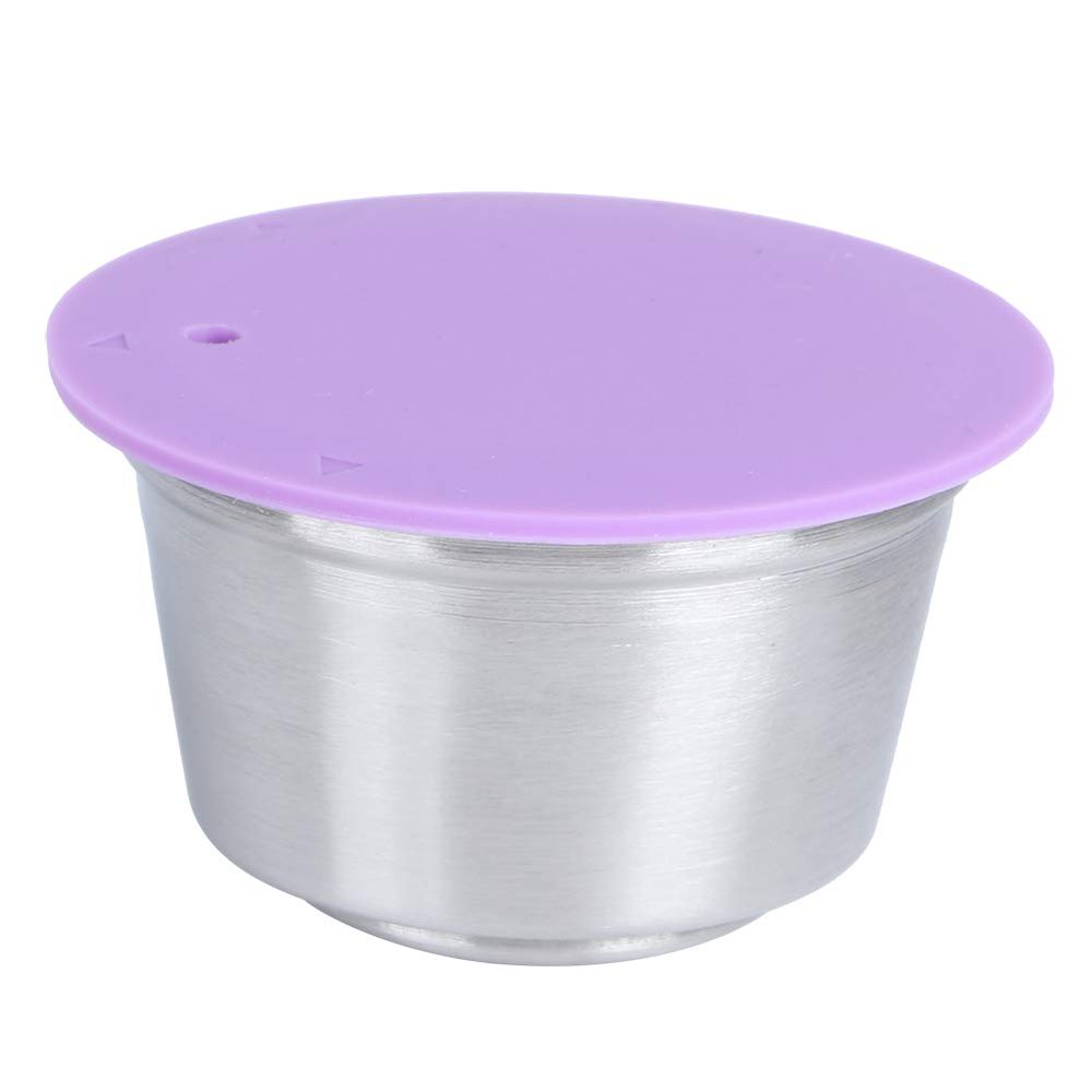 Coffee Capsules Cup,Stainless Steel Reusable Refillable Coffee Capsule Cup with Lid and Filter, Fit for Dolce Gusto Coffee Maker Piccolo, White, Red, Purple, Green (purple), Coffee Capsule Coffee