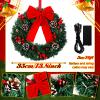 Jetec Christmas Wreaths Lighted Artificial Door Adorned Christmas Wreath with Red Bow Pine Cones Berries Outdoor Prelit Xmas for Front Door Window Holiday Decor(Pure Red,2 Pcs) view 2