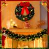 Jetec Christmas Wreaths Lighted Artificial Door Adorned Christmas Wreath with Red Bow Pine Cones Berries Outdoor Prelit Xmas for Front Door Window Holiday Decor(Pure Red,2 Pcs) view 3