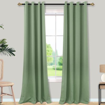 Mrs.Naturall Sage Green Black Out Curtains 96 Inches Long 2 Panels Set for Bedroom Living Room Thermal Insulated Privacy Window Curtains