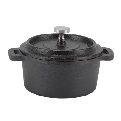 Pre-Seasoned Cast Iron Dutch Oven Pot,Double Traditional Style Casserole Pot with Lid, Indoor/Outdoor Cookware, Grill, Camping, Kitchen Cooking Fryer, Thickened Ergonomic Handle Insulation(10CM),