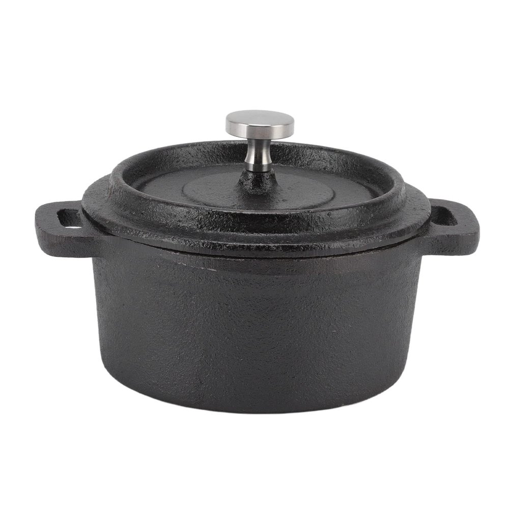 Pre-Seasoned Cast Iron Dutch Oven Pot,Double Traditional Style Casserole Pot with Lid, Indoor/Outdoor Cookware, Grill, Camping, Kitchen Cooking Fryer, Thickened Ergonomic Handle Insulation(10CM),