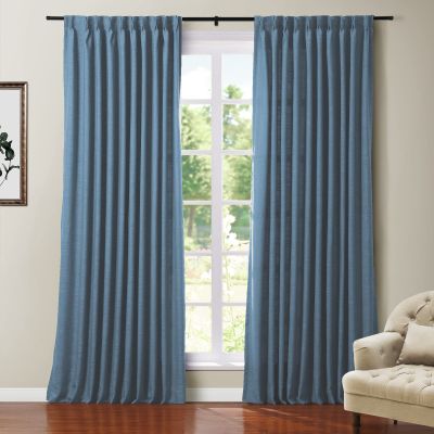 TWOPAGES Back Tab Thermal Insulated Blackout Curtain, Energy Efficient Pinch Pleated Room Darkening Curtain Drape for Living Room Bedroom, 40 x 72 Inch, 1 Panel, Midnight