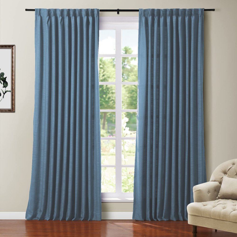 TWOPAGES Back Tab Thermal Insulated Blackout Curtain, Energy Efficient Pinch Pleated Room Darkening Curtain Drape for Living Room Bedroom, 40 x 72 Inch, 1 Panel, Midnight