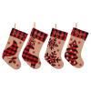 BFYDOAA Christmas Stockings 4 Pack, 18 Inch Red Black Buffalo Plaid Christmas Stockings with Reindeer, Snowflakes, Christmas Tree Pattern, Fireplace Hanging Stockings for Holiday Party Decoration view 2