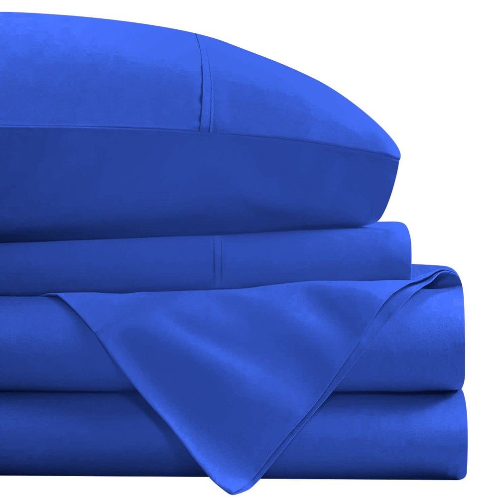 4 Piece RV Sheets Set, Luxury Breathable & Cooling Sheets Sheets 1000 Thread Count 100% Egyptian Cotton, 12 Inch Deep Pocket RV Bunk Size (30"X80"), Royal Blue