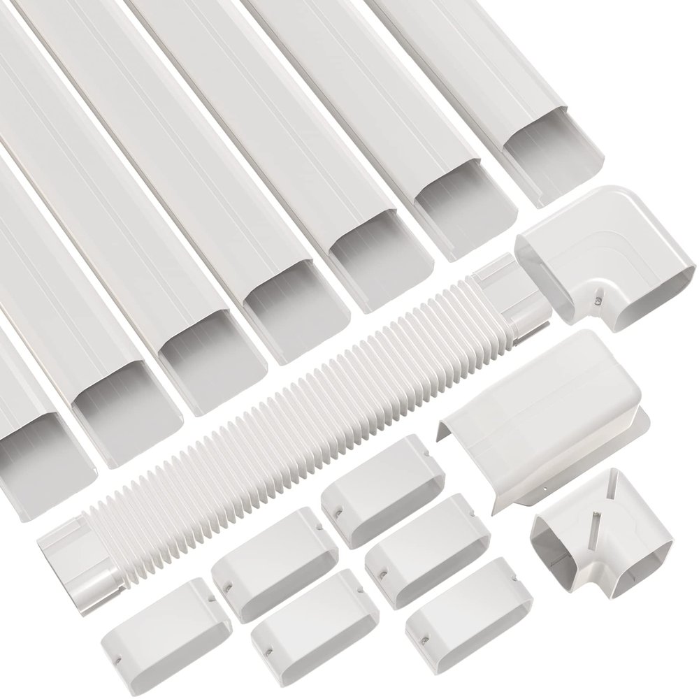 Forestchill 4in 25ft Decorative PVC Line Set Cover Kit for Ductless Mini Split Air Conditioner, Central AC and Heat Pump Systems, Condenser Unit