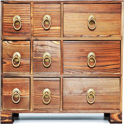Solid Wood Vintage Apothecary Cabinet with 9 Drawers - Multi-Use Storage Organizer for Home Office, Bedroom, Tea & Jewelry | Elegant Dresser & Desk Organization
