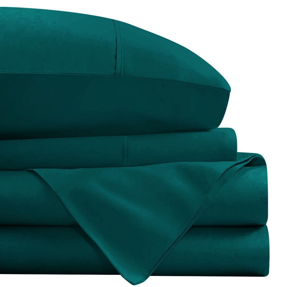 4 Piece RV Sheets Set, Luxury Breathable & Cooling Sheets Sheets 1000 Thread Count 100% Egyptian Cotton, 12 Inch Deep Pocket RV Full Size (53"X75"), Teal