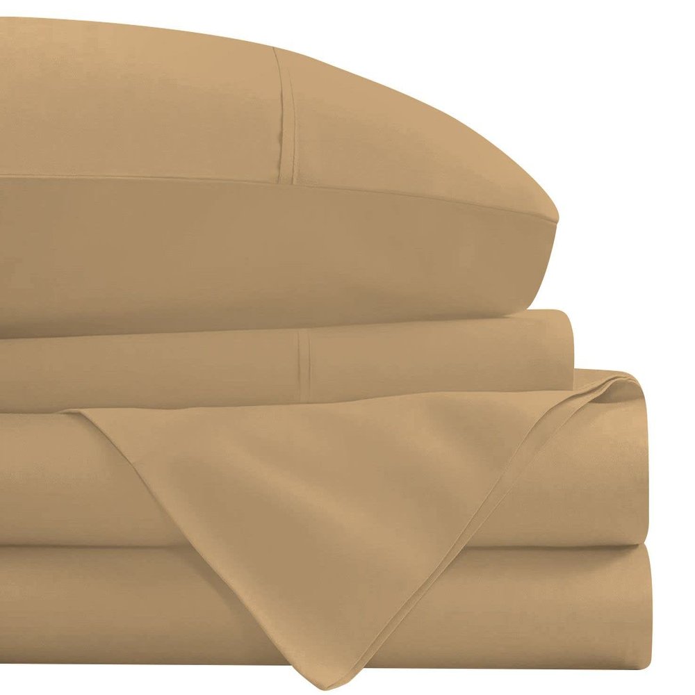 4 Piece RV Sheets Set, Luxury Breathable & Cooling Sheets Sheets 1000 Thread Count 100% Egyptian Cotton, 12 Inch Deep Pocket RV Bunk Size (30"X75"), Taupe