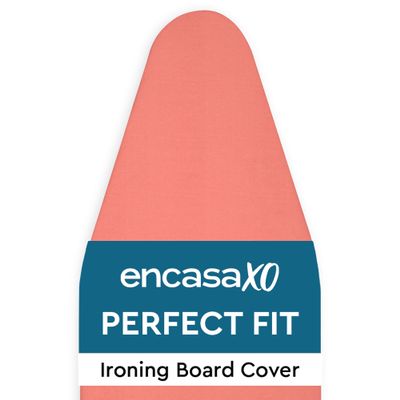 Encasa XO Ironing Board Cover and Pad 49"x18" - 4mm Felt Wide Iron Board Cover with Padding - Heat Resistant, Stain-Safe Dye, Non Slip Elastic Bungee Cord Tightening Iron Table Cover Coral