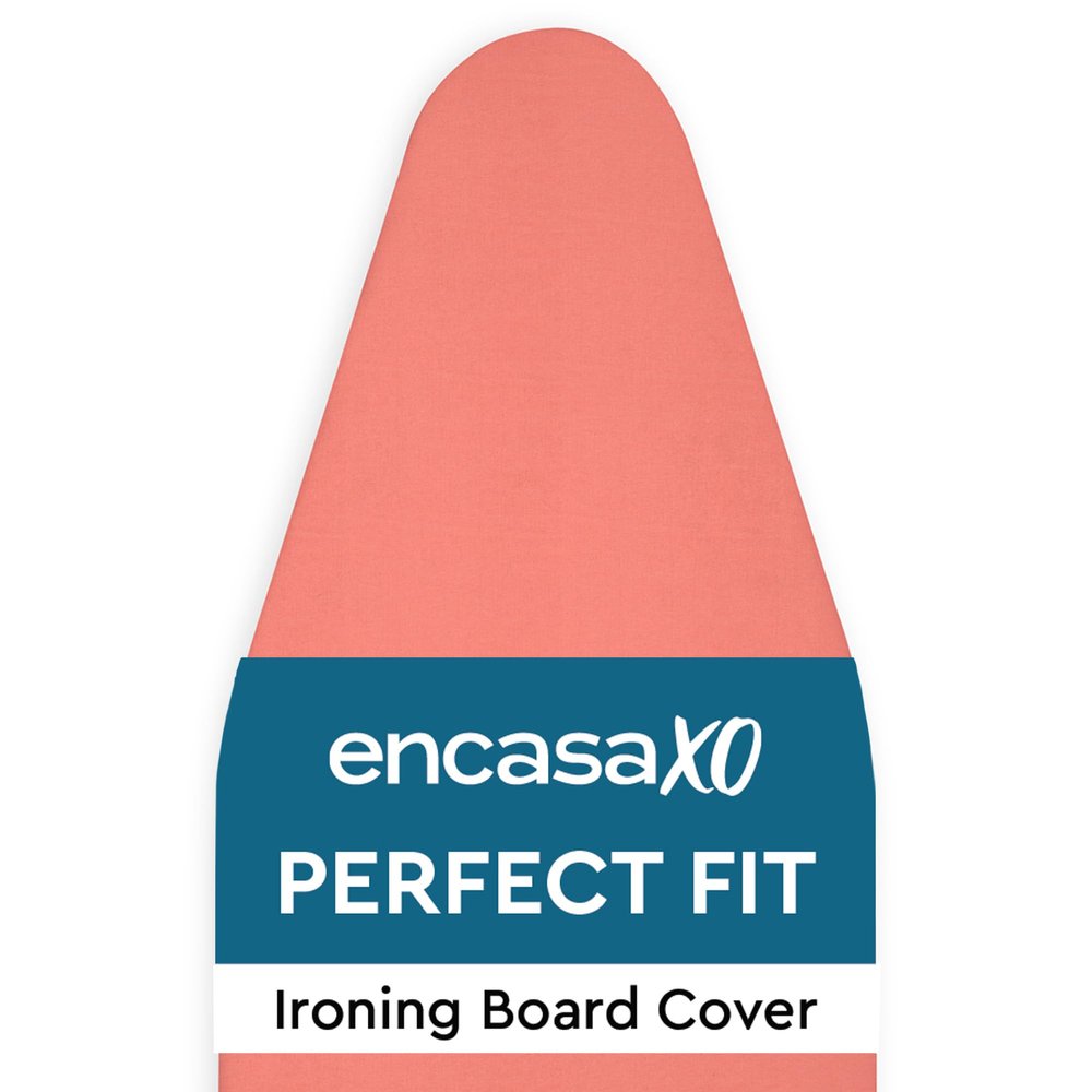 Encasa XO Ironing Board Cover and Pad 49"x18" - 4mm Felt Wide Iron Board Cover with Padding - Heat Resistant, Stain-Safe Dye, Non Slip Elastic Bungee Cord Tightening Iron Table Cover Coral