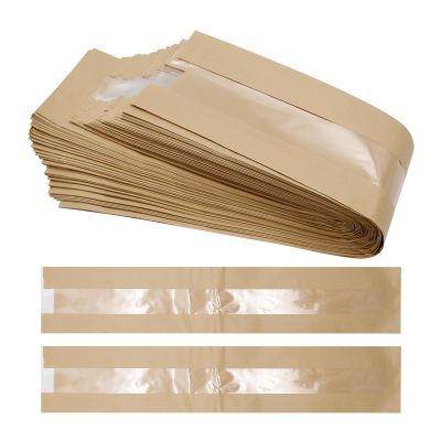 ZUDKSUY 50 Pack Extra Long Christmas Baguette Bread Kraft Paper Bag 23"x4", Bread Loaf Packing Bags with Front Breathable Hole Window and 50PCS Seal Sticker
