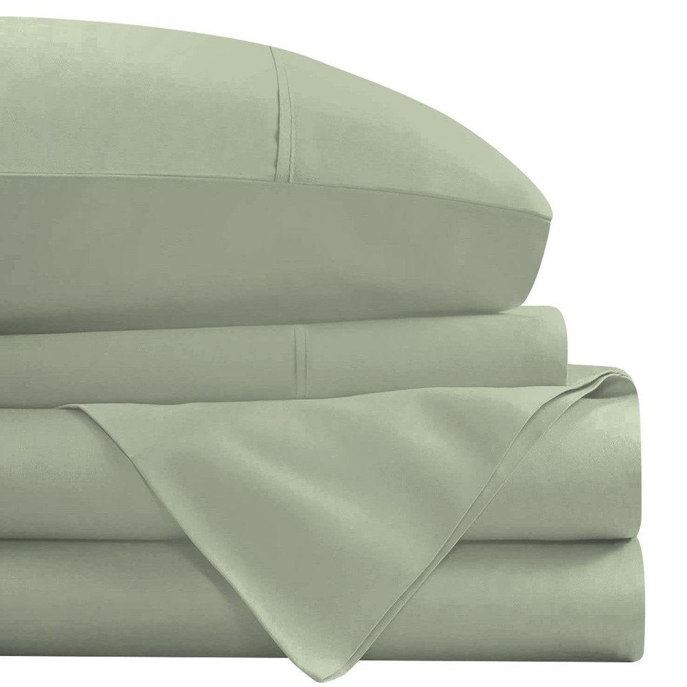 4 Piece RV Sheets Set, Luxury Breathable & Cooling Sheets Sheets 1000 Thread Count 100% Egyptian Cotton, 12 Inch Deep Pocket Full Size (54"X75"), Light Sage