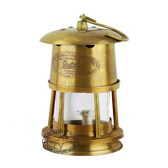 Antique Brass Lantern Glass Oil Lamp Home Decoration (6 inch) Best Gift Brass Lamp