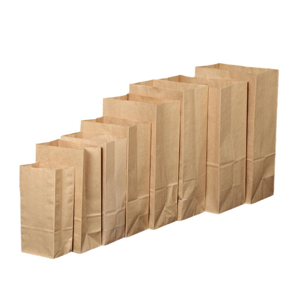 100pcs Fine Kraft Paper Bag Gift Bag Wedding Candy Recyclable Takeaway Bag Baking Bag Environmentally Friendly Dry Packaging Paper Bag