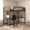 Flash Furniture Riley Loft Bed Frame with Desk - Espresso Wood Slats - Twin Size - Protective Guard Rails & Ladder - Kids and Teens - Space Saving Design view 1