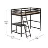 Flash Furniture Riley Loft Bed Frame with Desk - Espresso Wood Slats - Twin Size - Protective Guard Rails & Ladder - Kids and Teens - Space Saving Design view 2