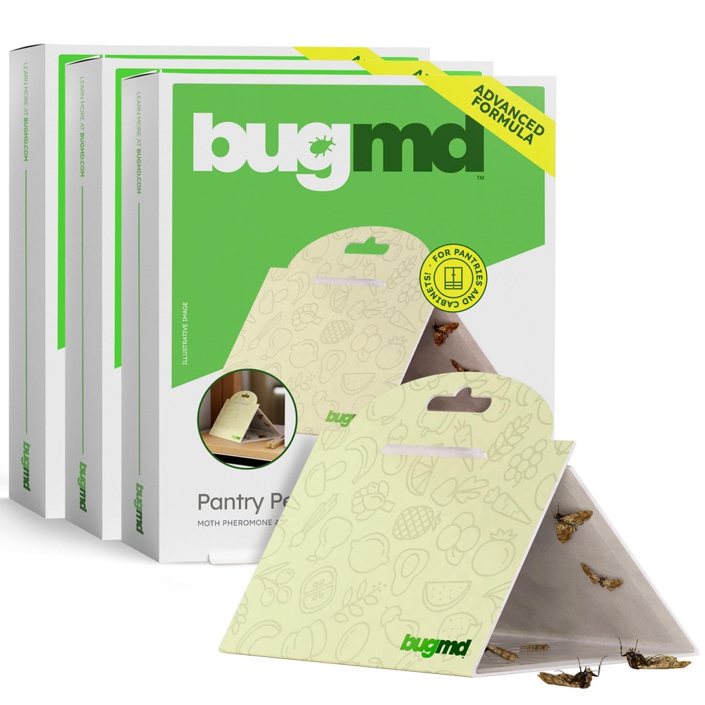 BugMD Pantry Moth Traps (18-Pack)  Pheromone-Based Sticky Glue Traps, Non-Toxic, Kills Indian Meal Moths  Kitchen & Food-Storage Safe - Original