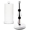 Heavy-Duty Stainless Steel Paper Towel Holder - Easy One-Handed Tear with Suction Cups - Modern Weighted Standing Countertop Dispenser for Kitchen - Holds All Paper Towel Rolls, White view 1
